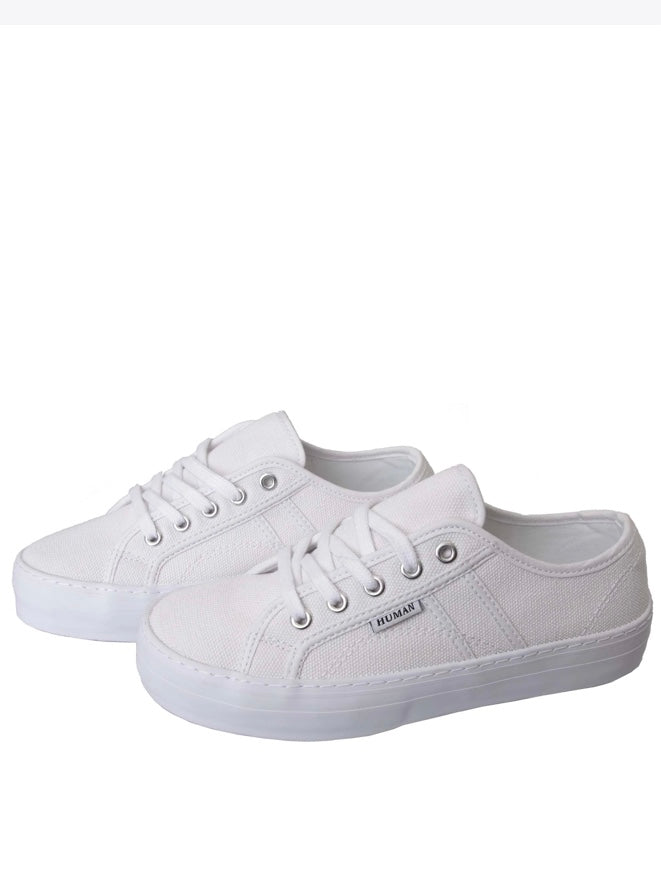 Human Shoes Lift Sneakers White Canvas