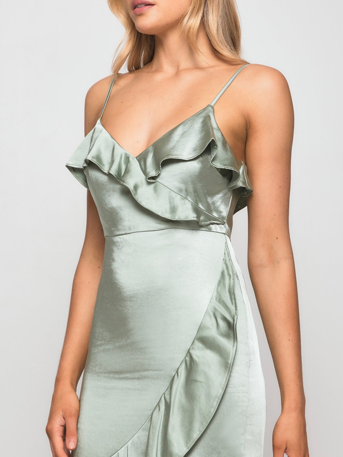 Ella Ruffle Dress - Sage Green