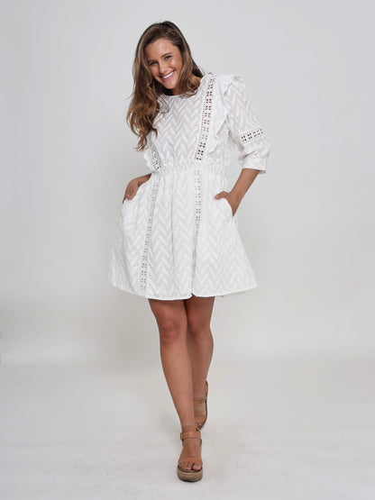 Julia Mini Cotton Dress - White