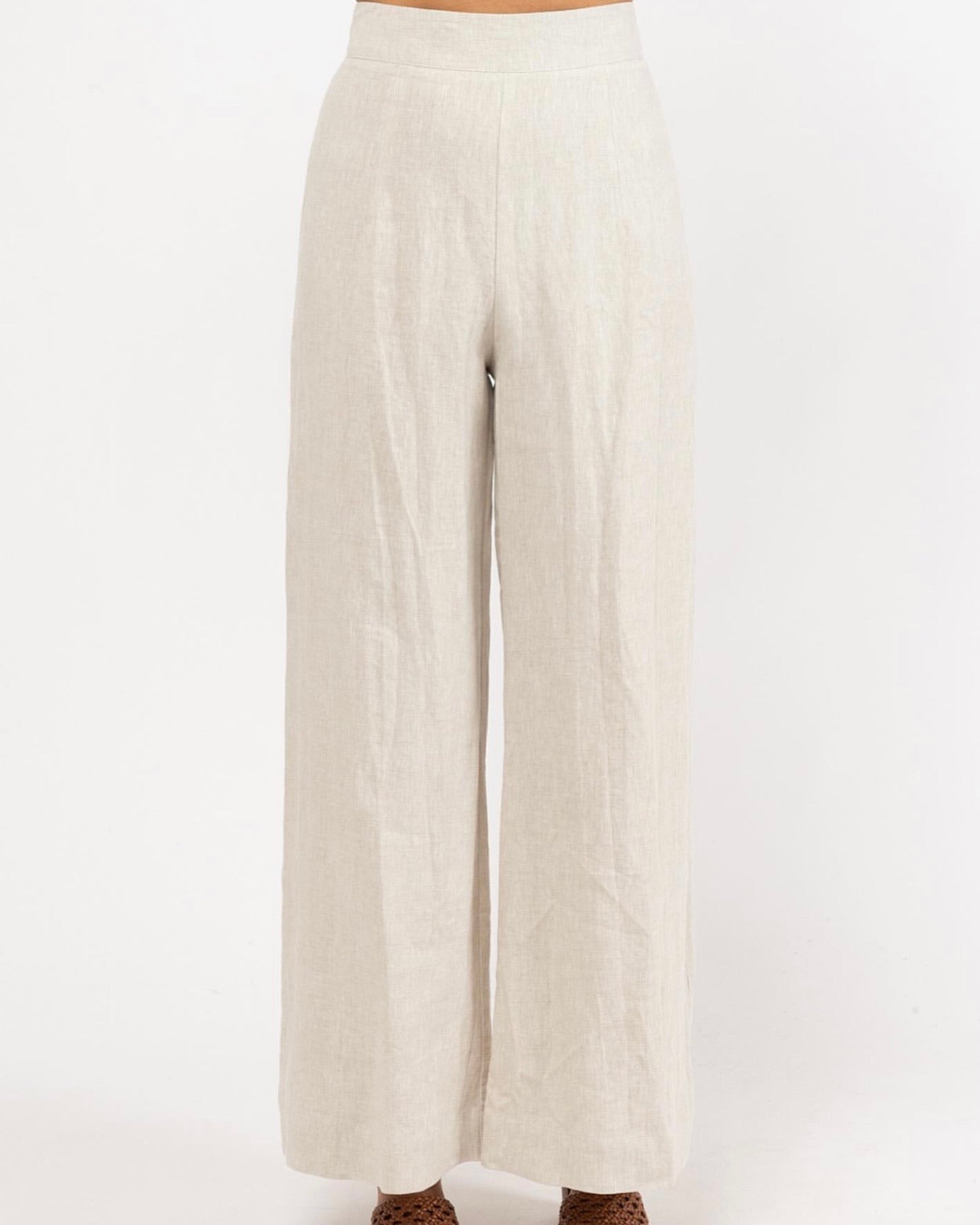 Luxe Wide Leg Linen Pants - Oatmeal