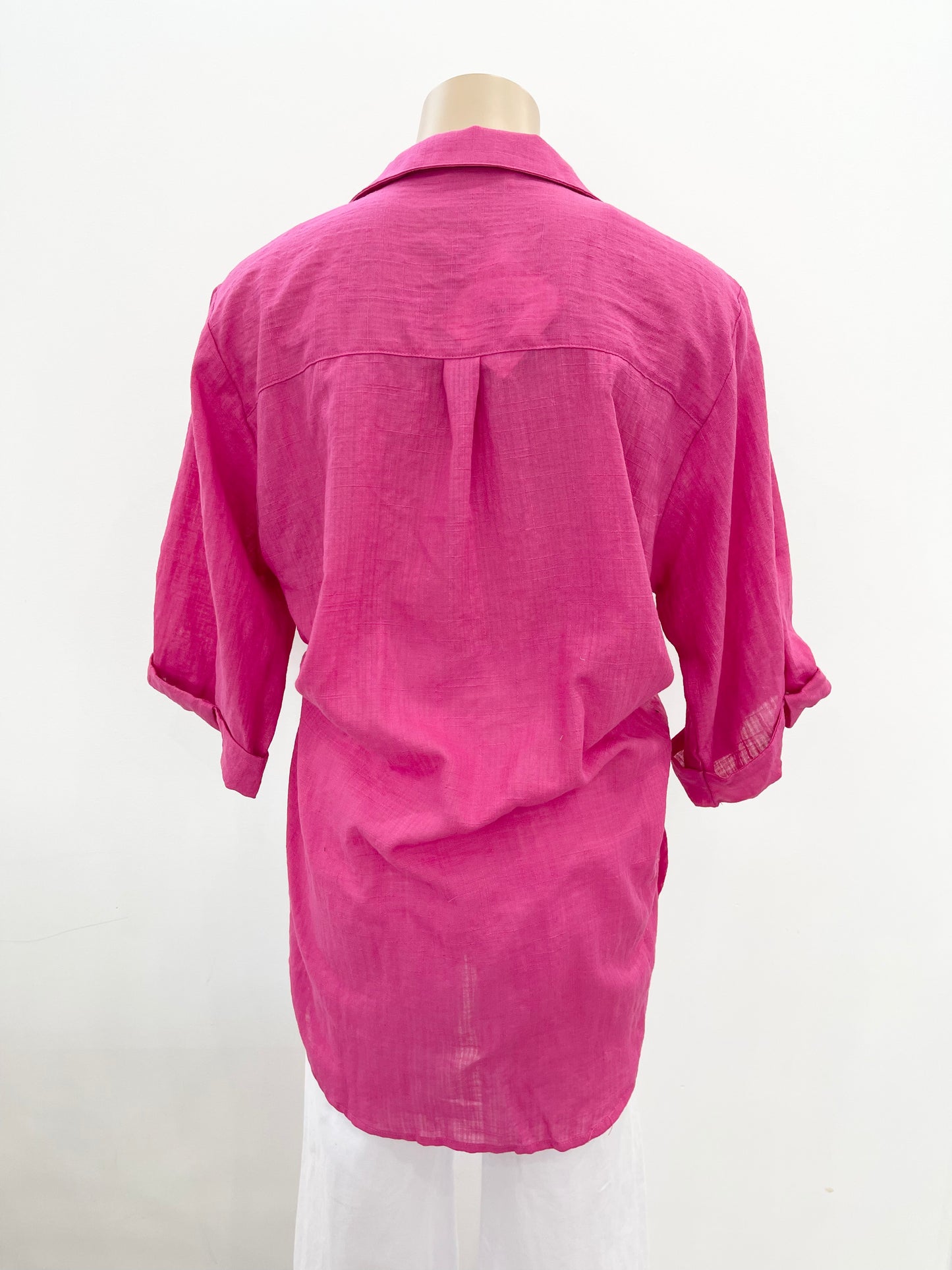 Florence 3/4 Sleeve Shirt - Hot Pink